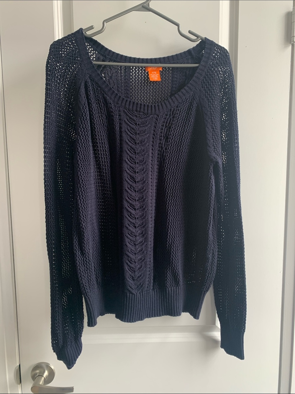 Joe Fresh Dark Navy Open-Weave Scoop Neck Sweater
